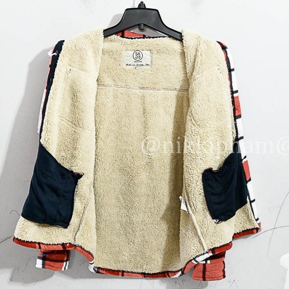 NWT Sage Ladies' Plush Shirt Jacket in RED - Picture 4 of 7